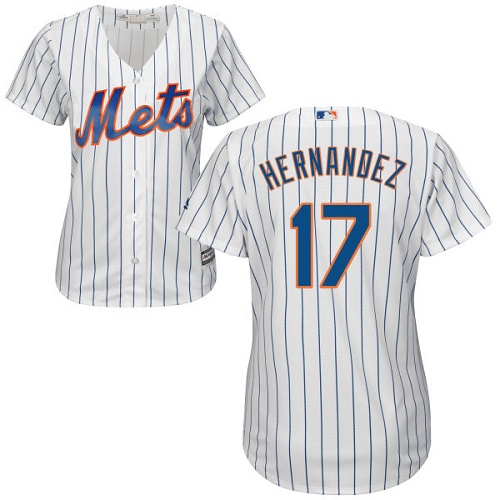 Mets #17 Keith Hernandez White(Blue Strip) Home Women's Stitched MLB Jersey - Click Image to Close